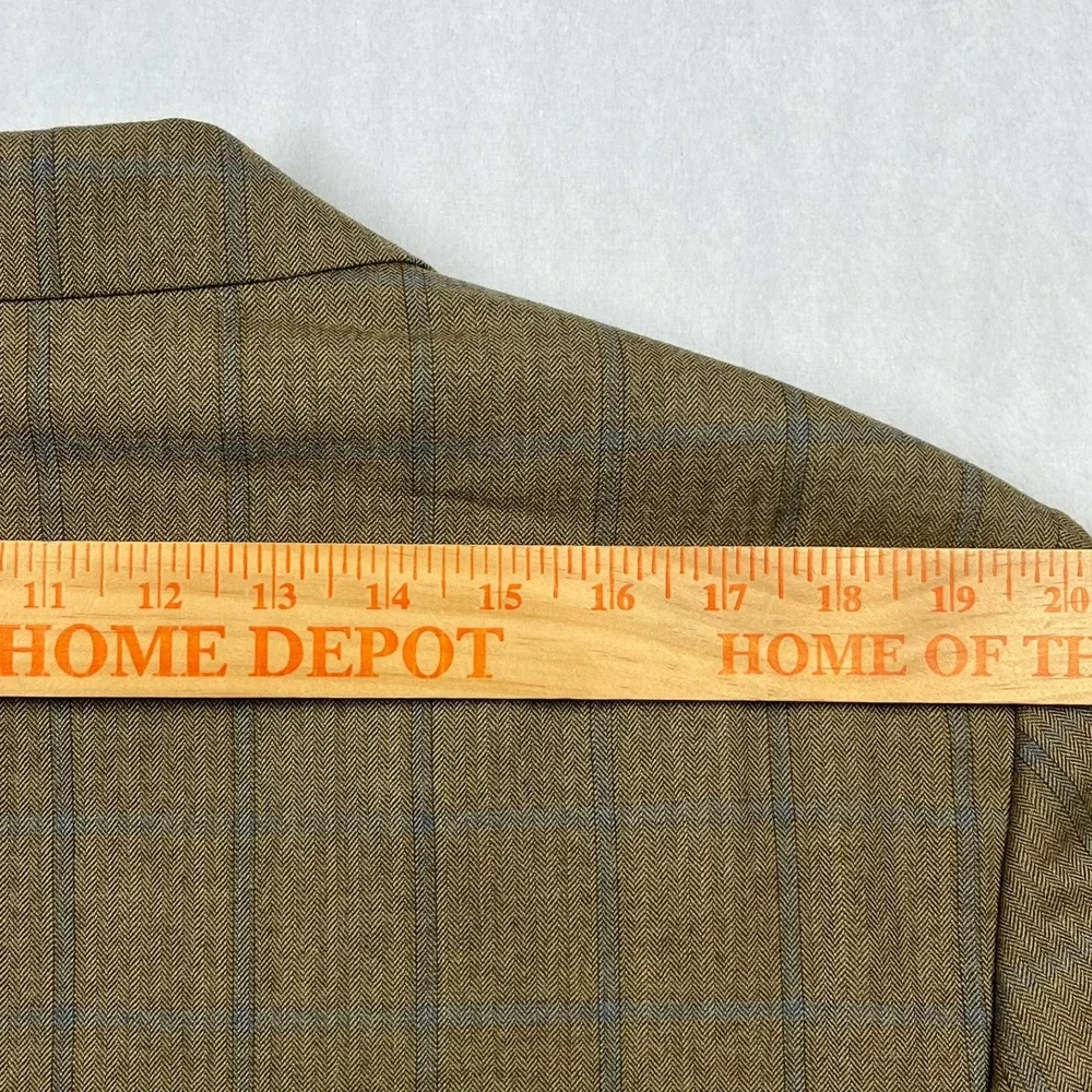 Marks & Spencer‎ Wool Two-Button Blazer Mens 42 Med Camel Herringbone Windowpane